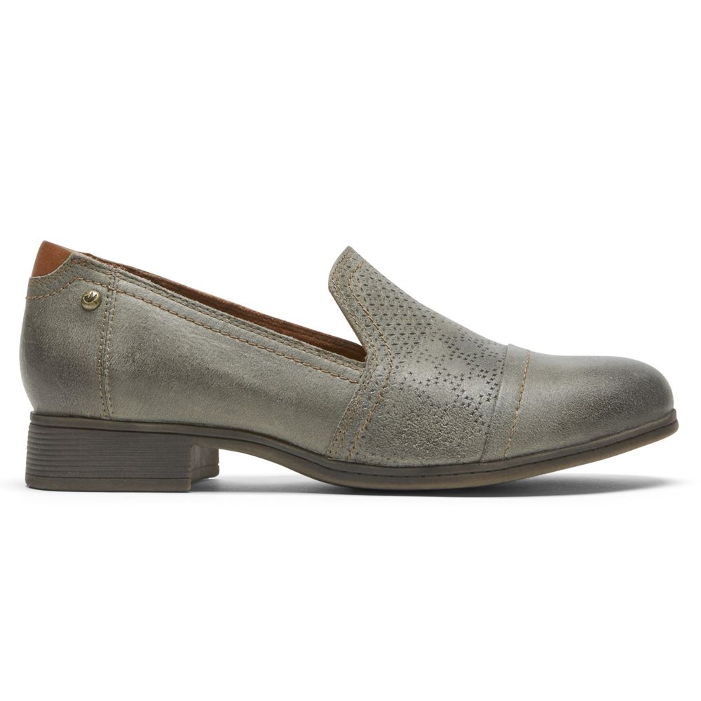 Scarpe Slip-On Rockport Donna - Cobb Hill Crosbie - Verde Oliva - JXBRYFM-30